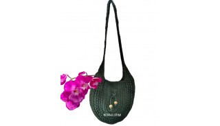 Cotton Handwoven Sling Bag Oval Green